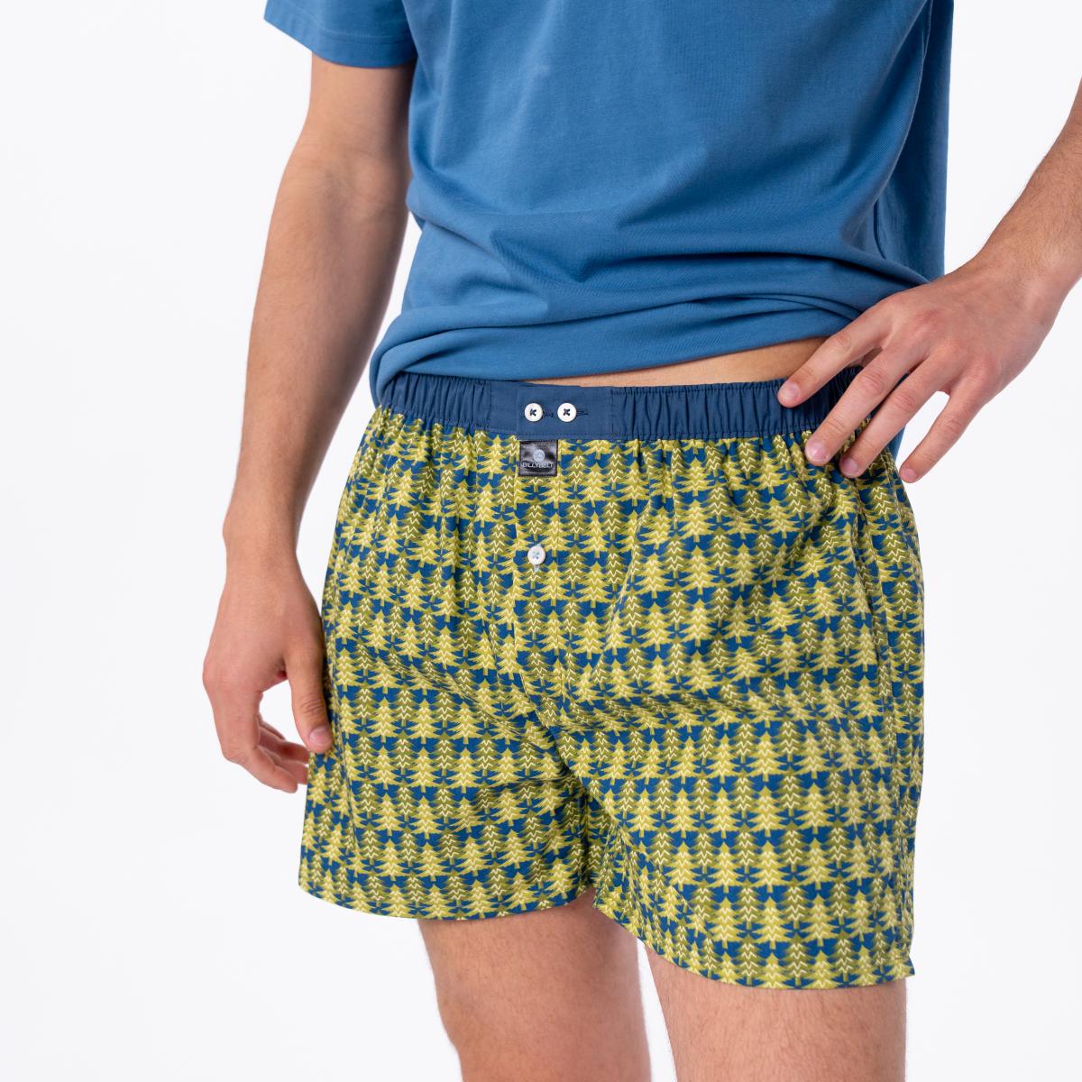 Wijde boxershort van 100% biologisch katoen - Pine forest - Geel