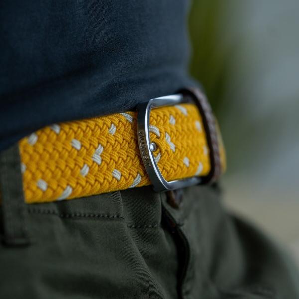 Ceinture tressée élastique multicolore - Izamal - Jaune