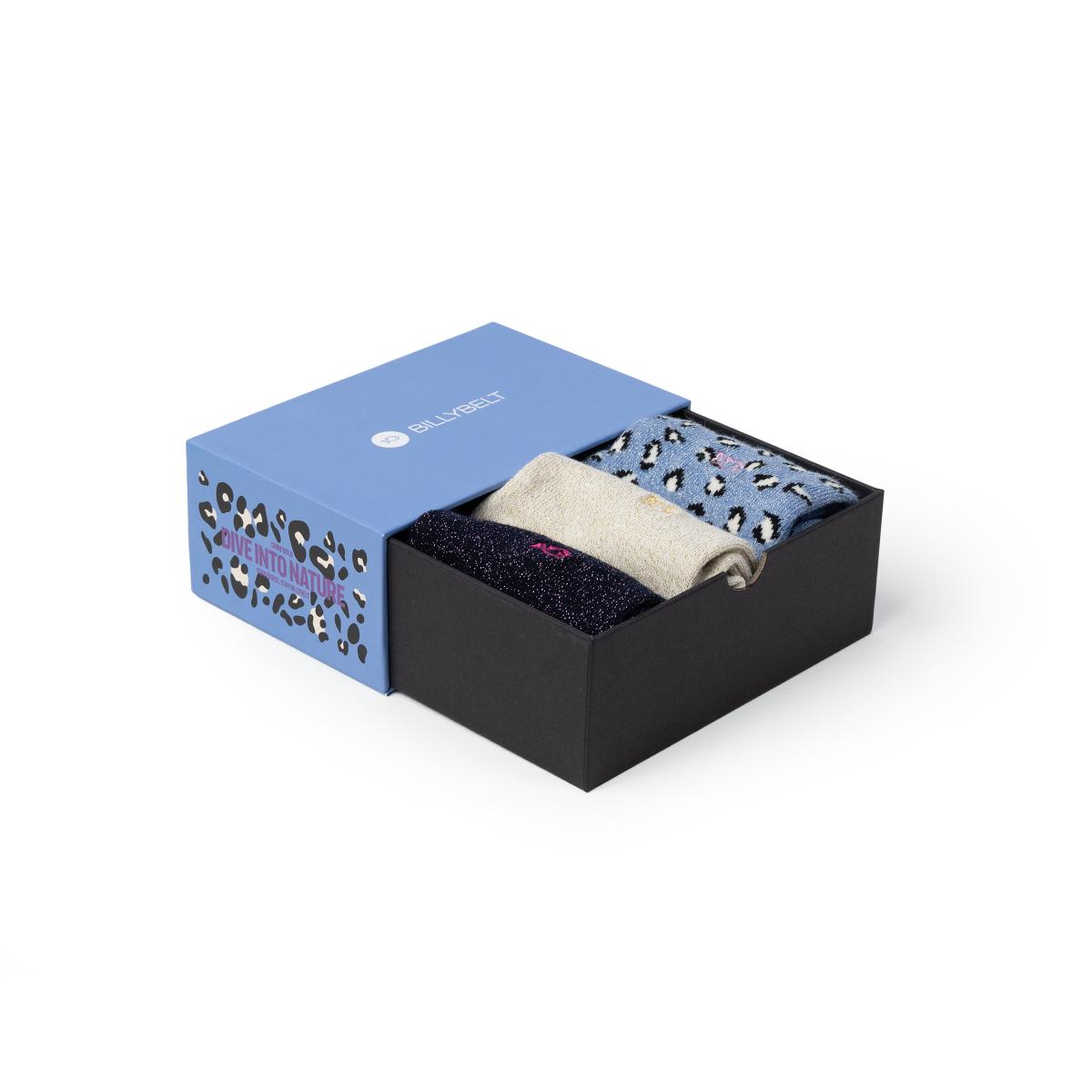Geschenkdoos damessokken - Dive into nature - Blauw