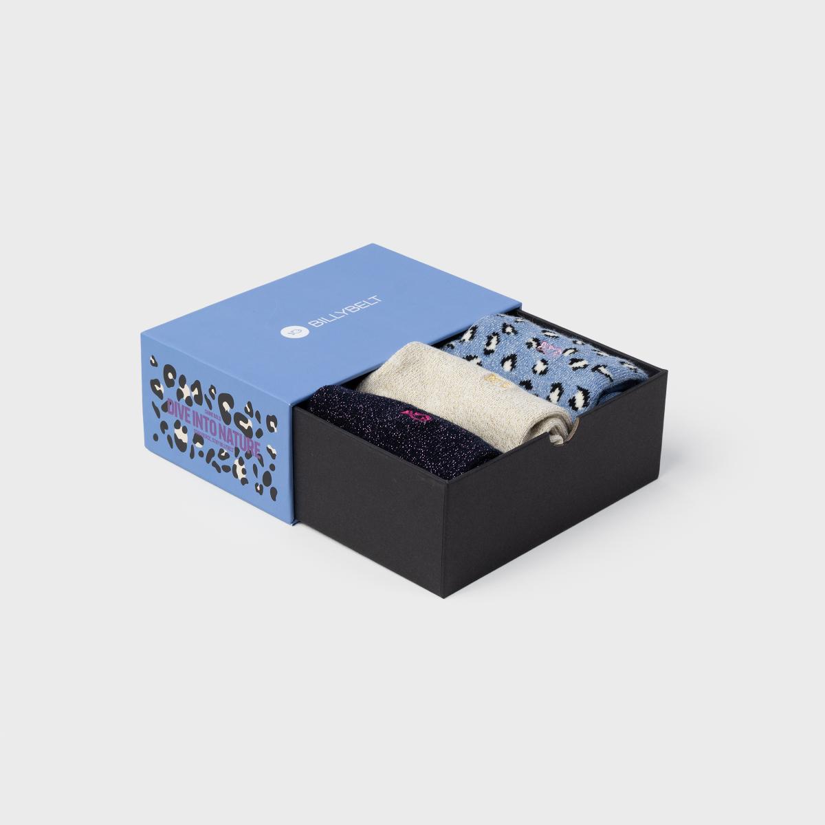 Geschenkdoos damessokken - Dive into nature - Blauw