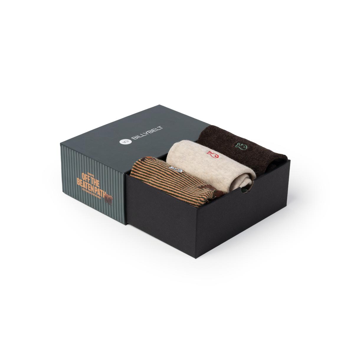 Geschenkdoos herensokken - Off the beaten path - Groen