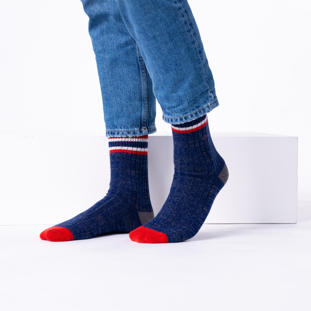 Sokken van dik katoen - St Andrews, blauw en rood