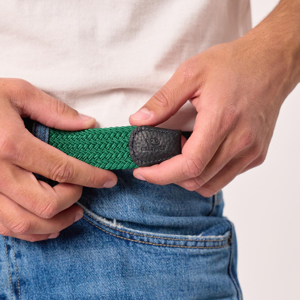 Ceinture tressée unie - Vert émeraude