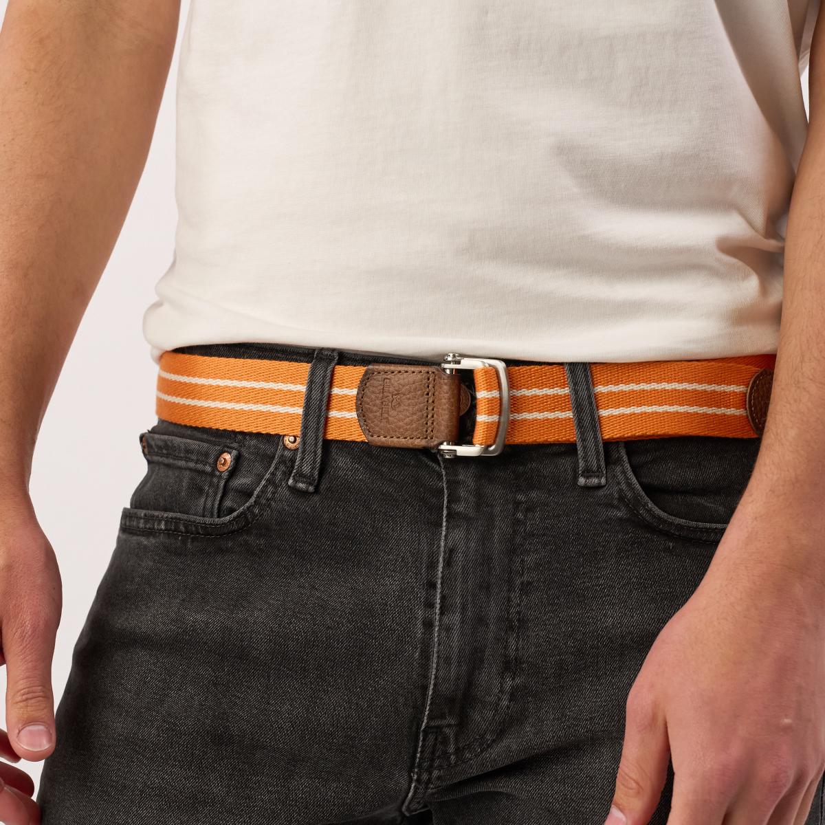 Ceinture sangle multicolore - Orange et blanc