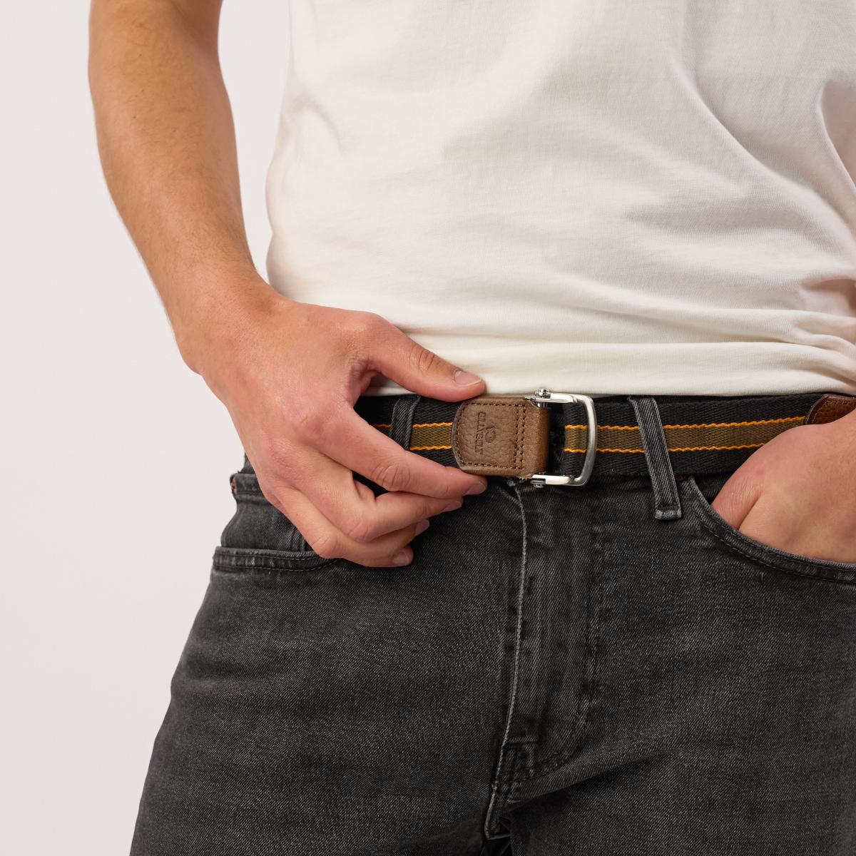 Ceinture sangle multicolore - Noir et orange