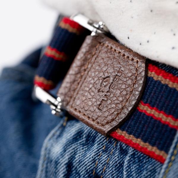 Meerkleurige stoffen riem - Blauw en rood - Bruin
