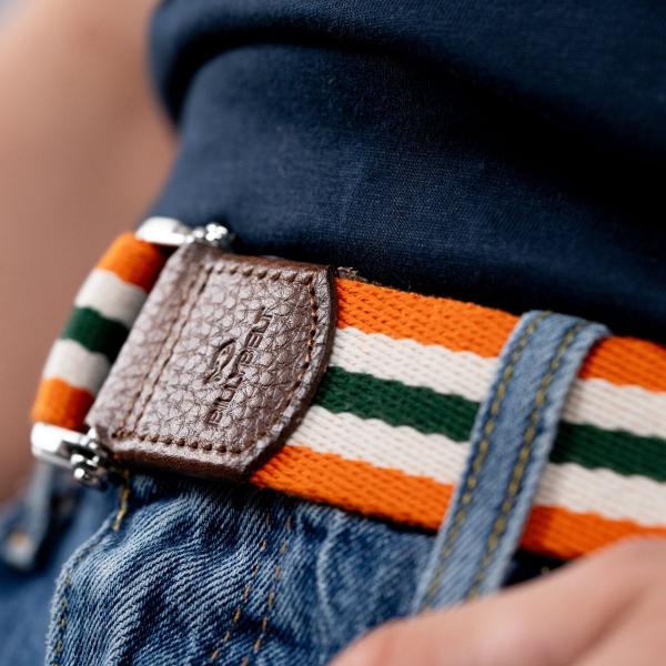 Meerkleurige stoffen riem - Oranje, wit en groen