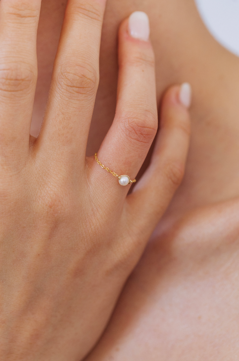 Rings - kettinkje Stella Goud - Gekweekte parel