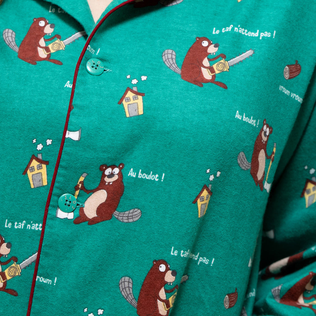 Flanellen Pyjama - Dames - Groen