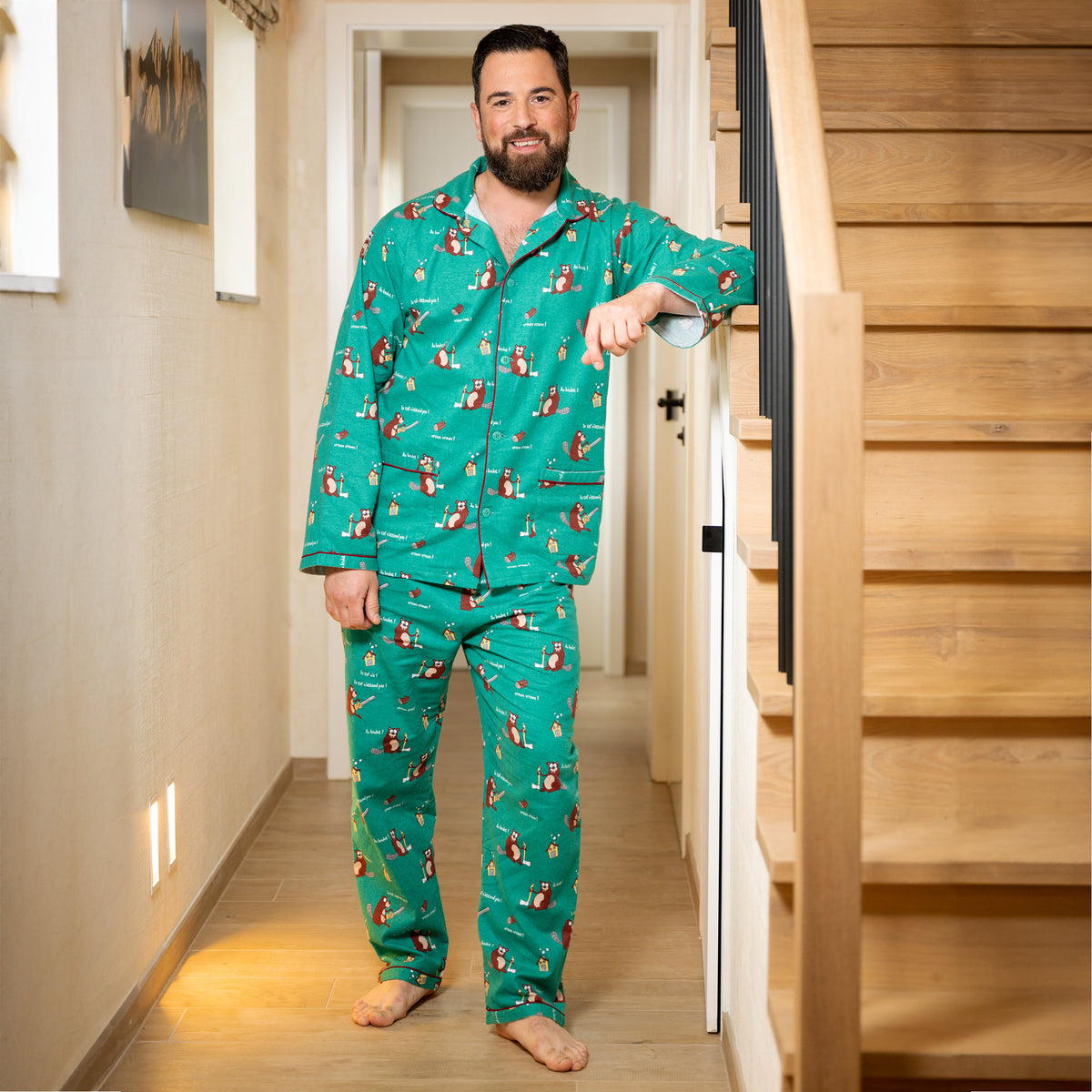 Flanellen Pyjama - Heren - Groen
