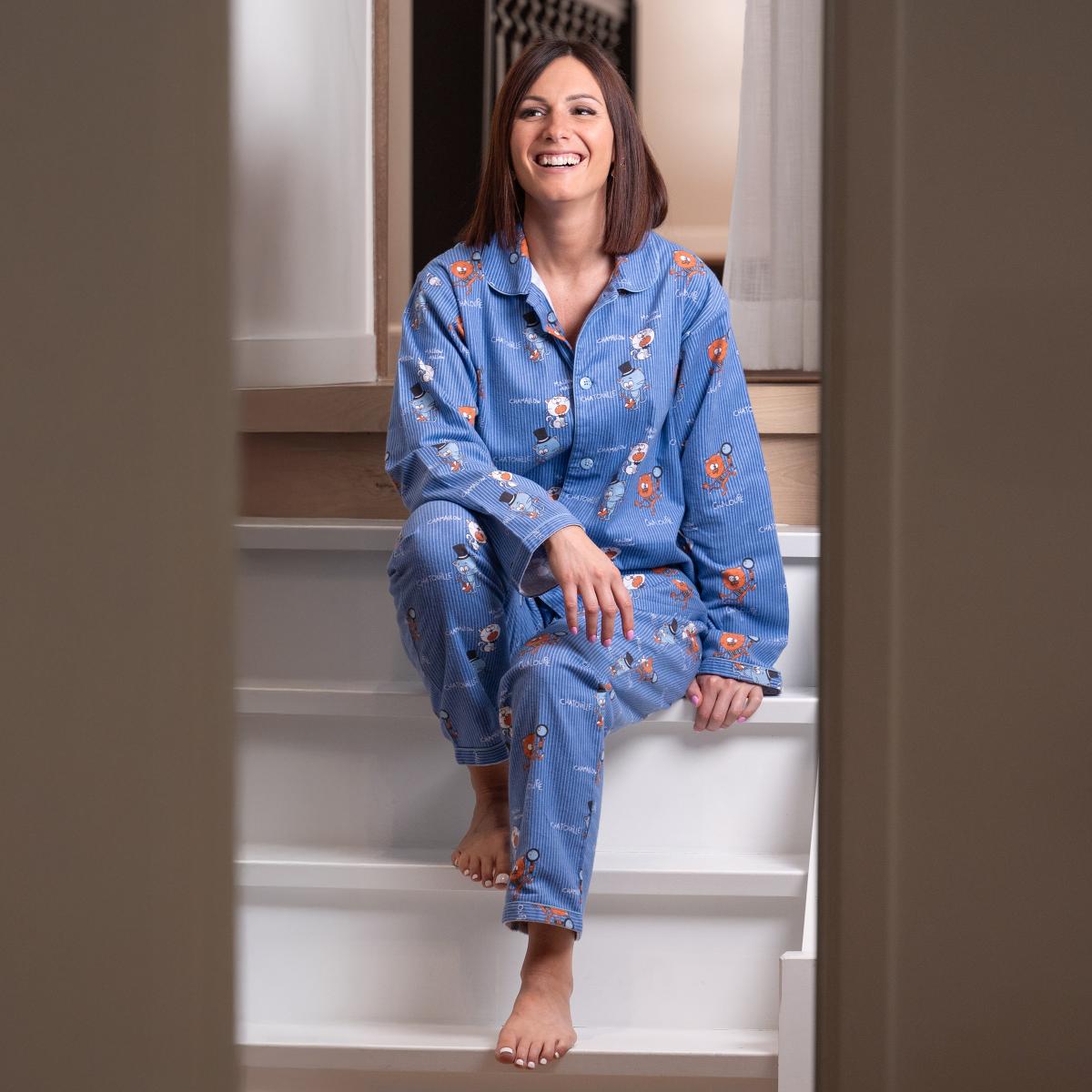 Flanellen pyjama - Vrouwen - Blauw