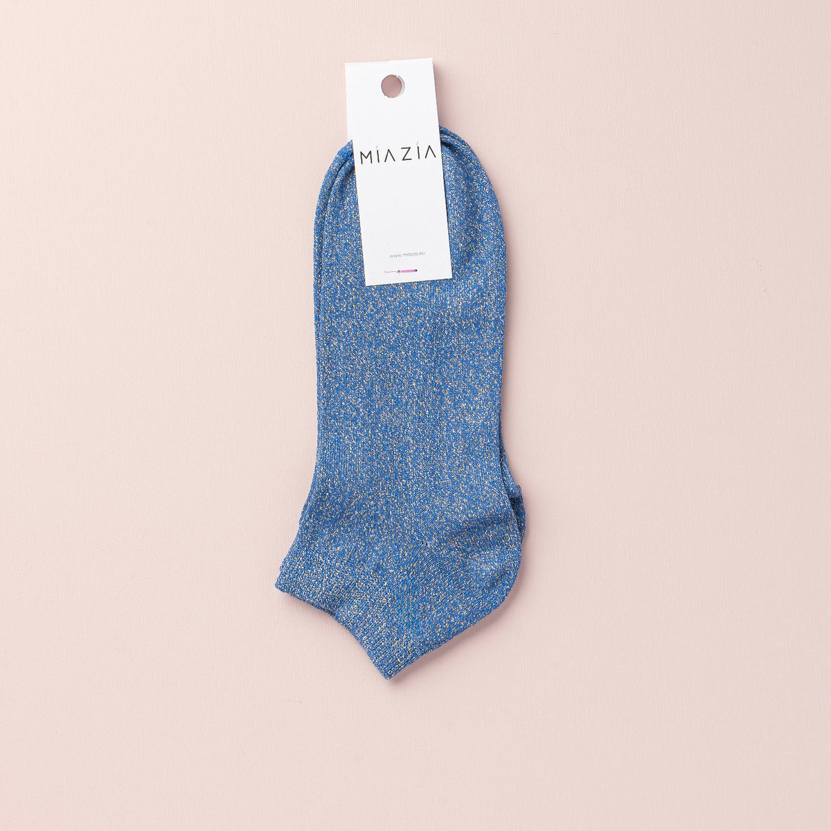 Mia Zia - Blauwe glitters Sneakersokken