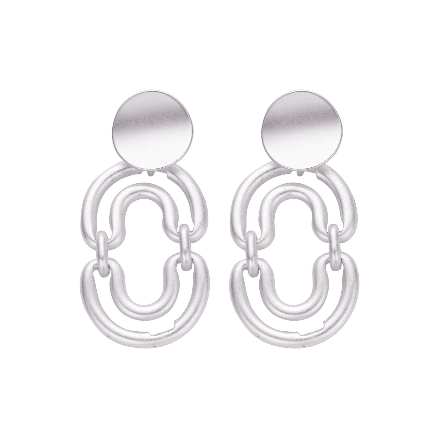 Boucles D'Oreilles - Damme Oorbellen Zilverkleurig Mat