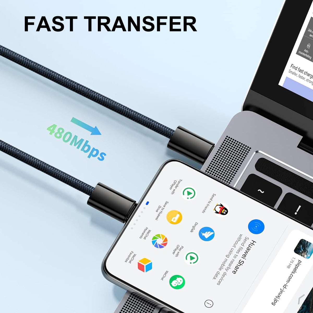 Usb-C - Usb-C Kabel - Blauw
