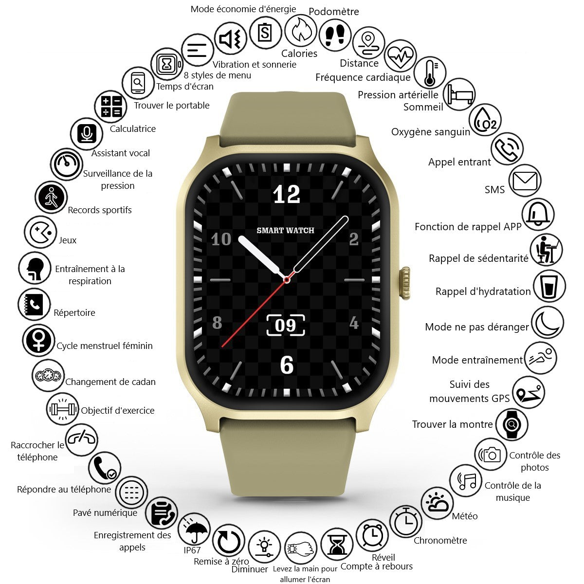 Multifunctioneel Horloge - Kaki