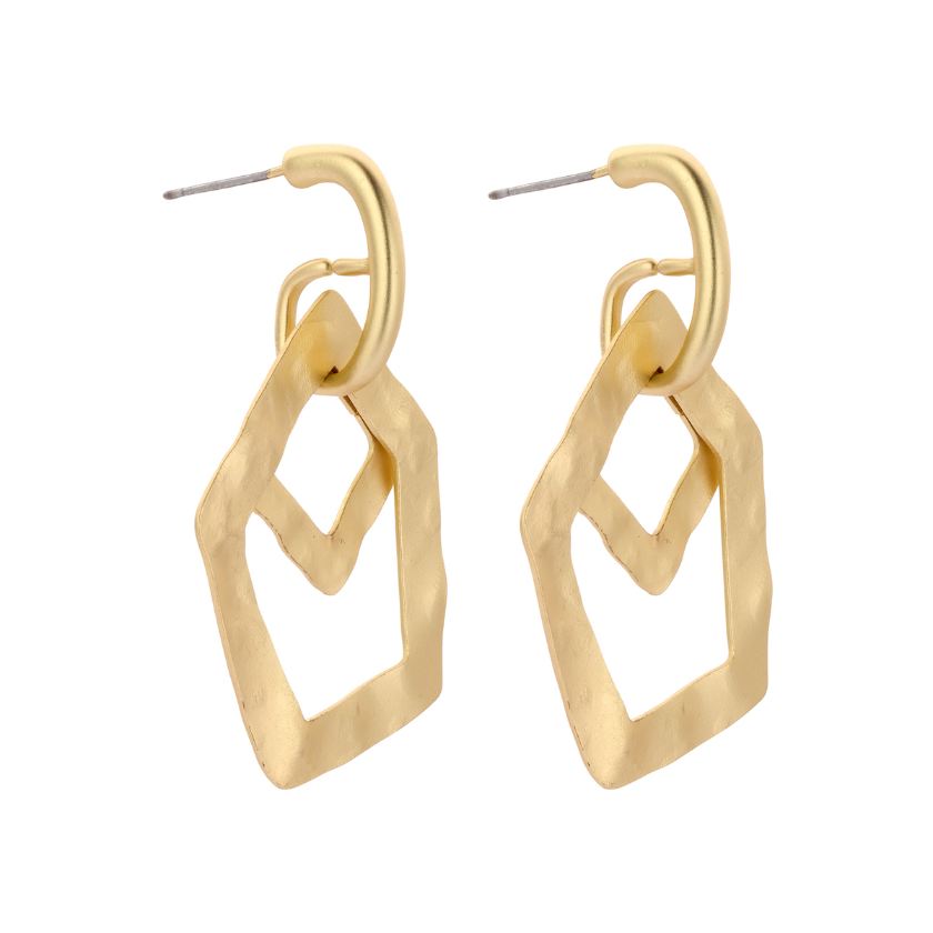 Boucles D'Oreilles - Driek Oorbellen Goudkleurig Mat
