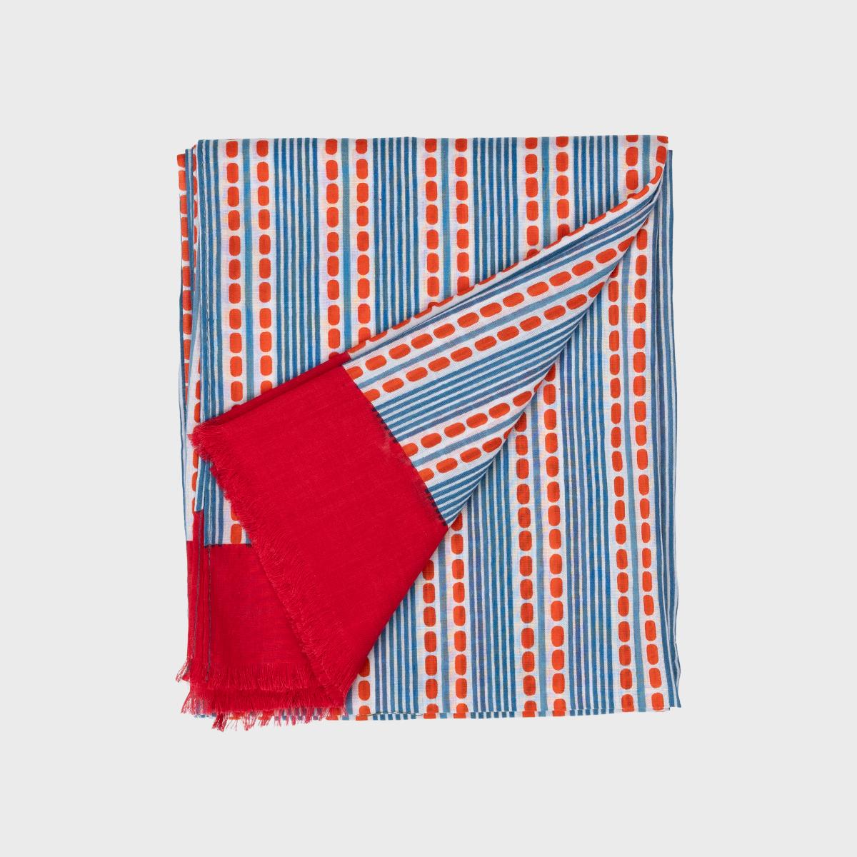 Foulard en coton bio - Rouge et bleu
