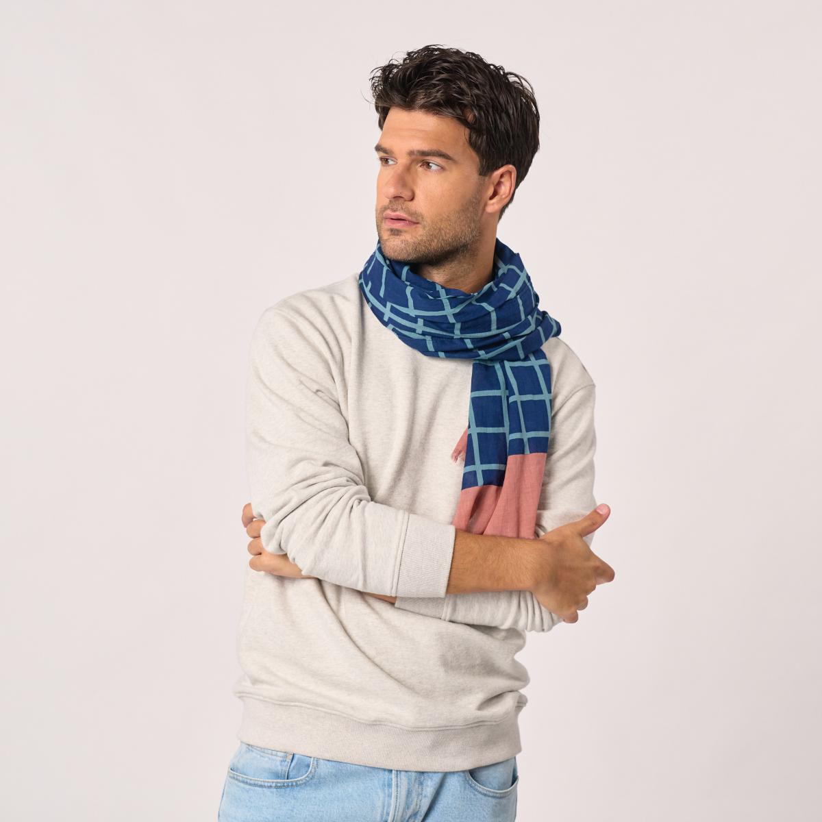 Foulard en coton bio - Bleu
