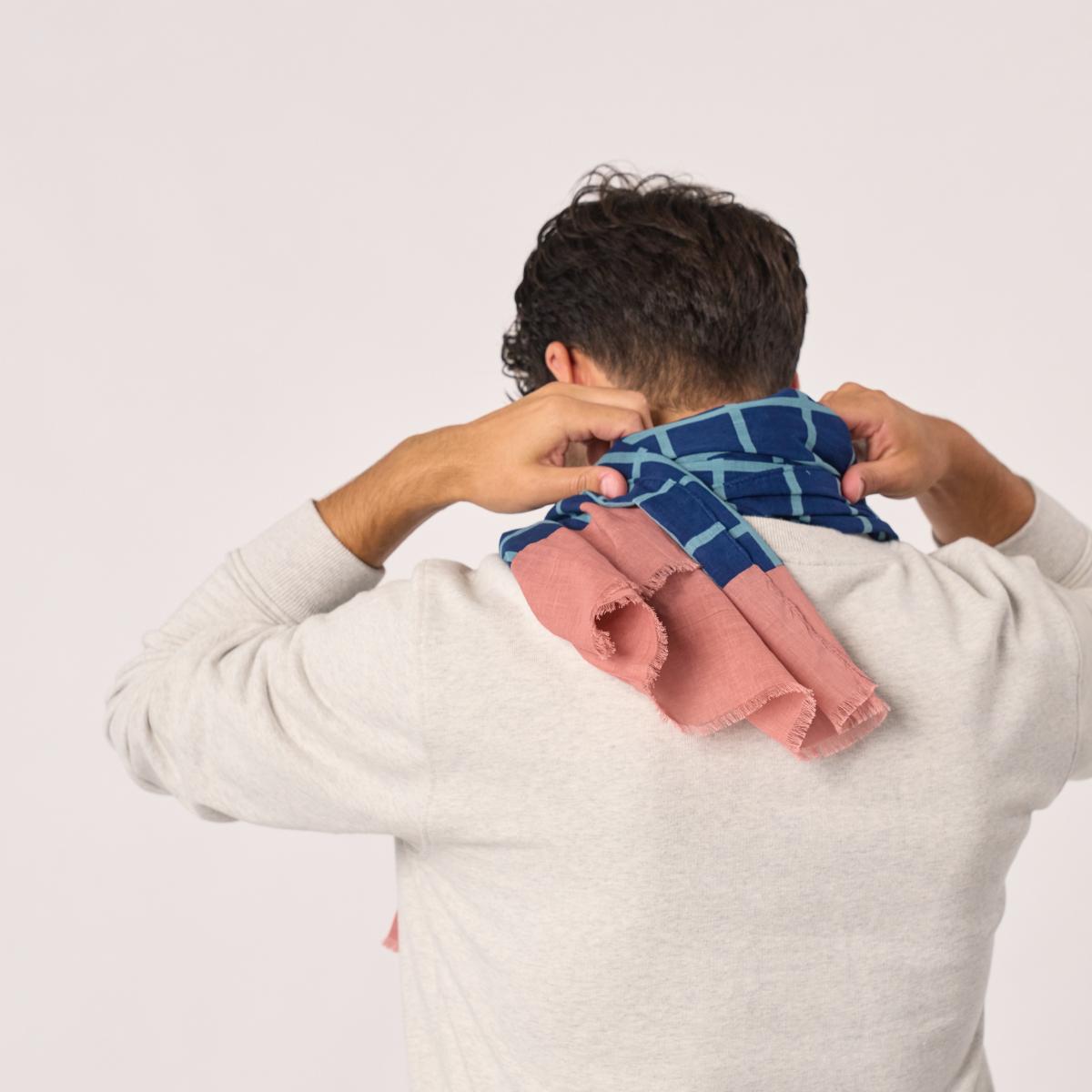 Foulard en coton bio - Bleu