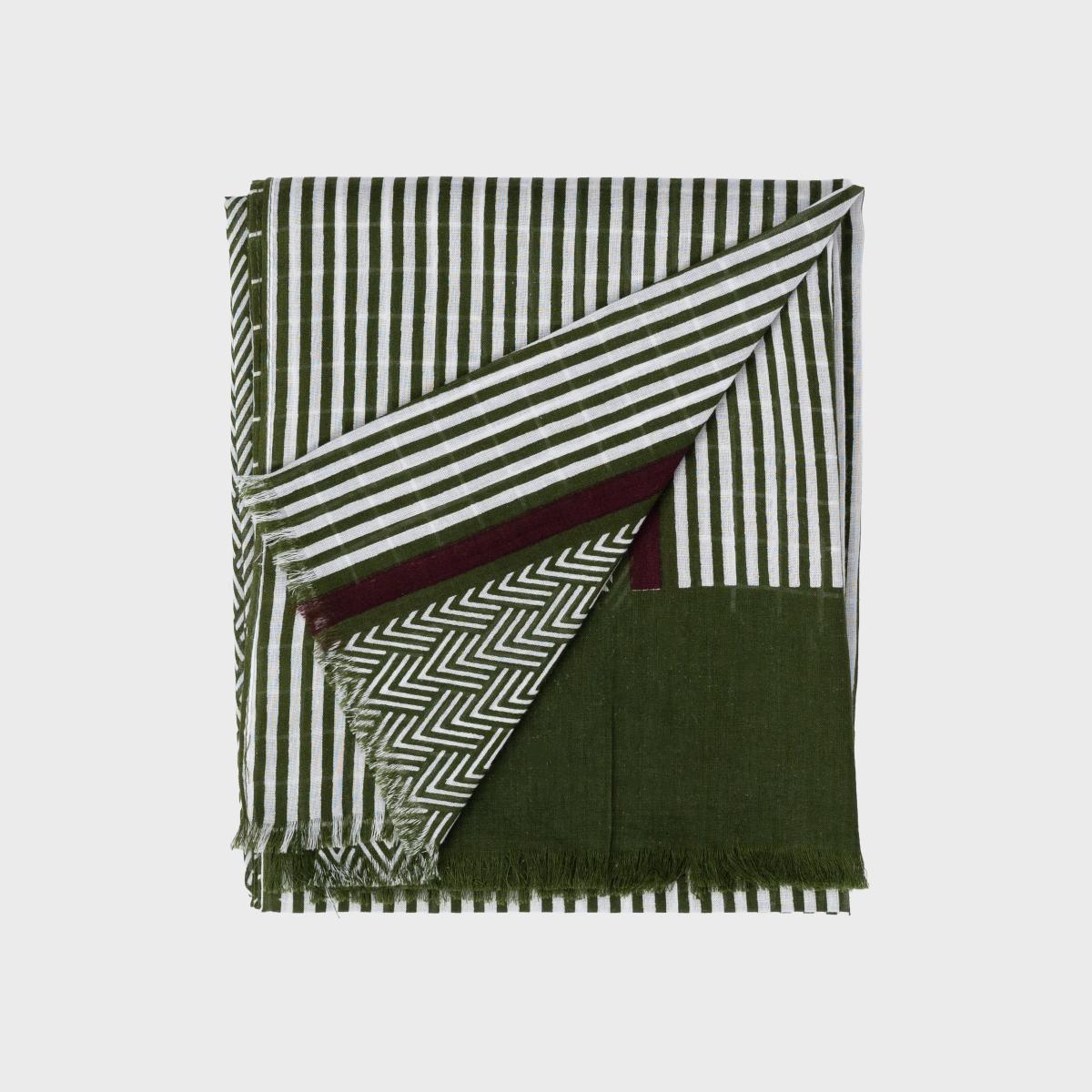 Foulard en coton bio - Vert et blanc