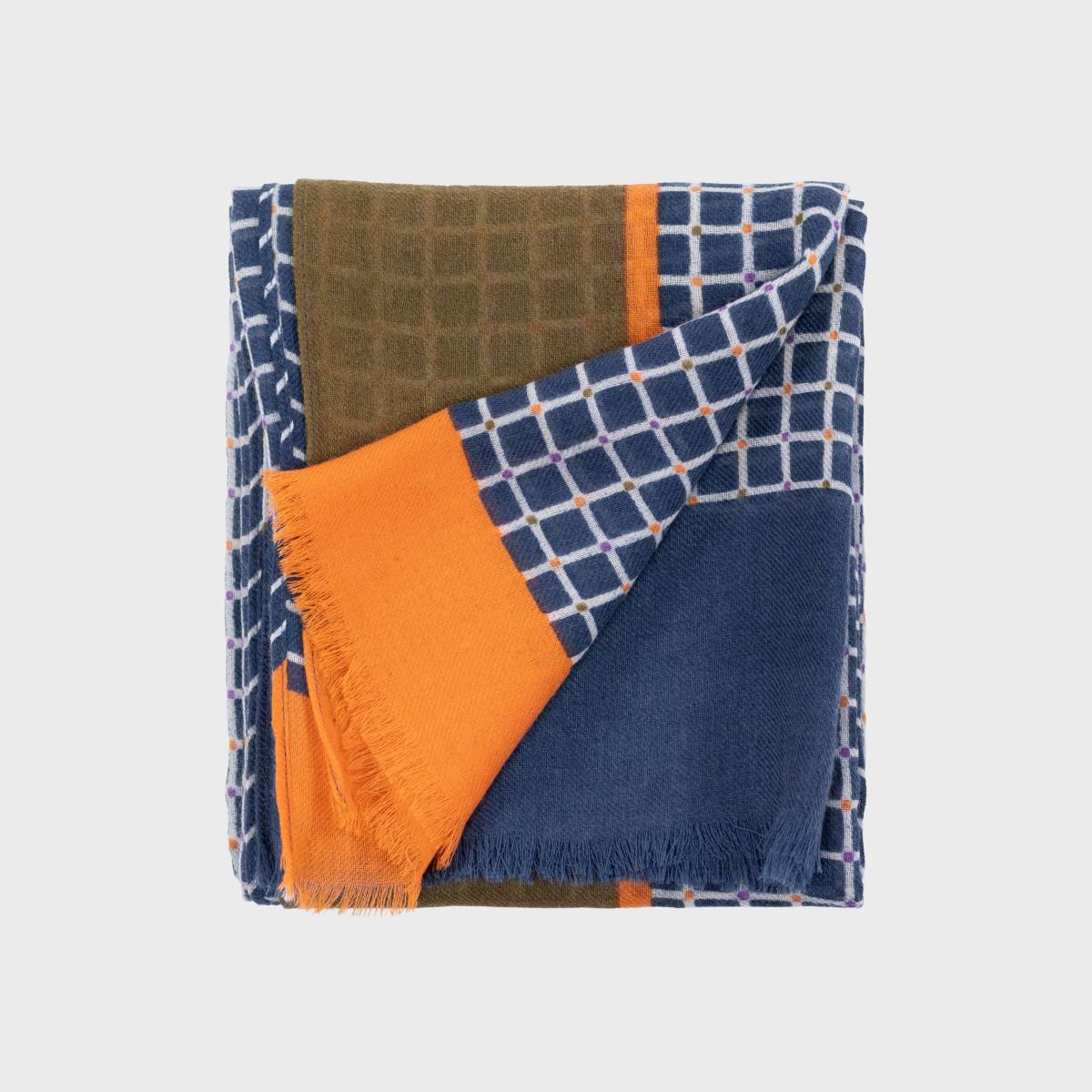 Foulard en laine - Bleu et orange