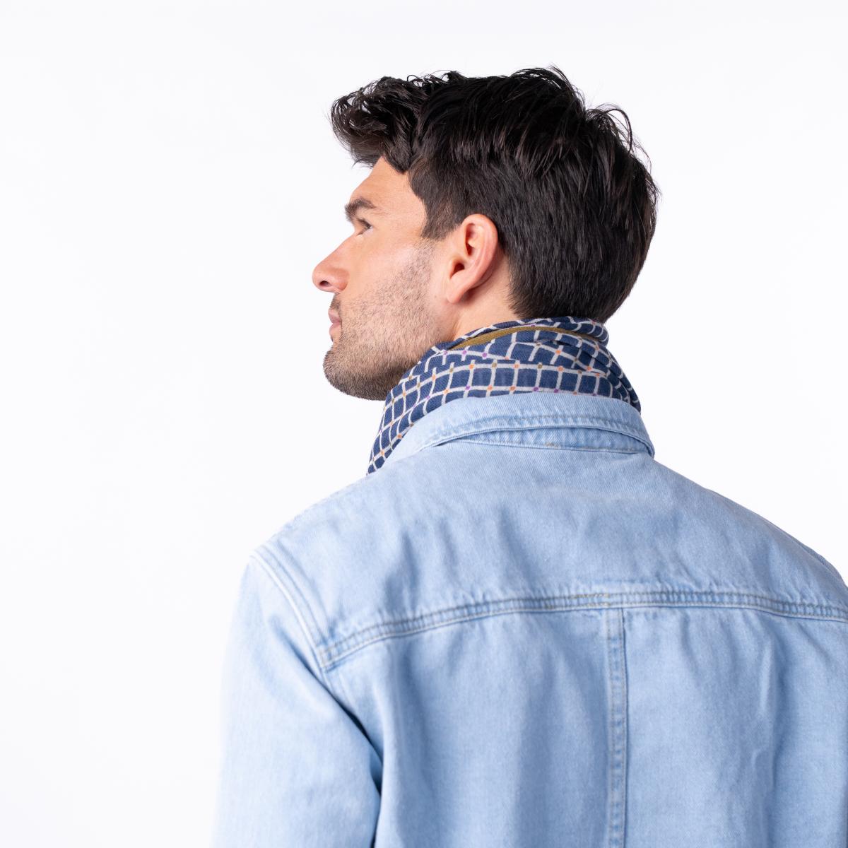 Foulard en laine - Bleu et orange