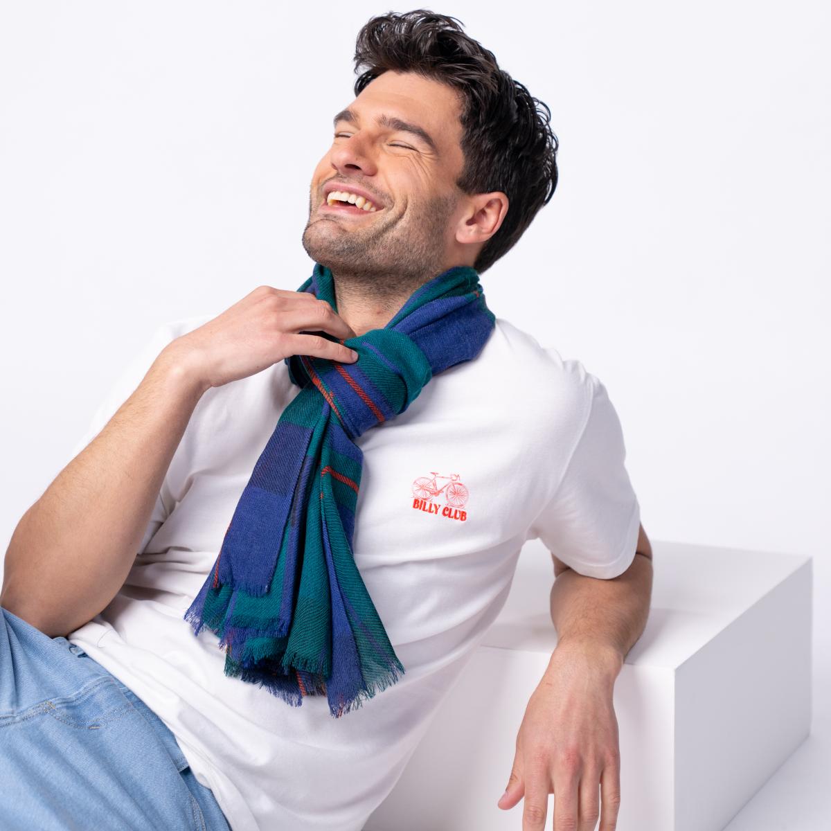 Wollen sjaal - Blauw en groen