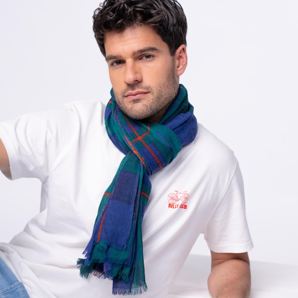 Wollen sjaal - Blauw en groen
