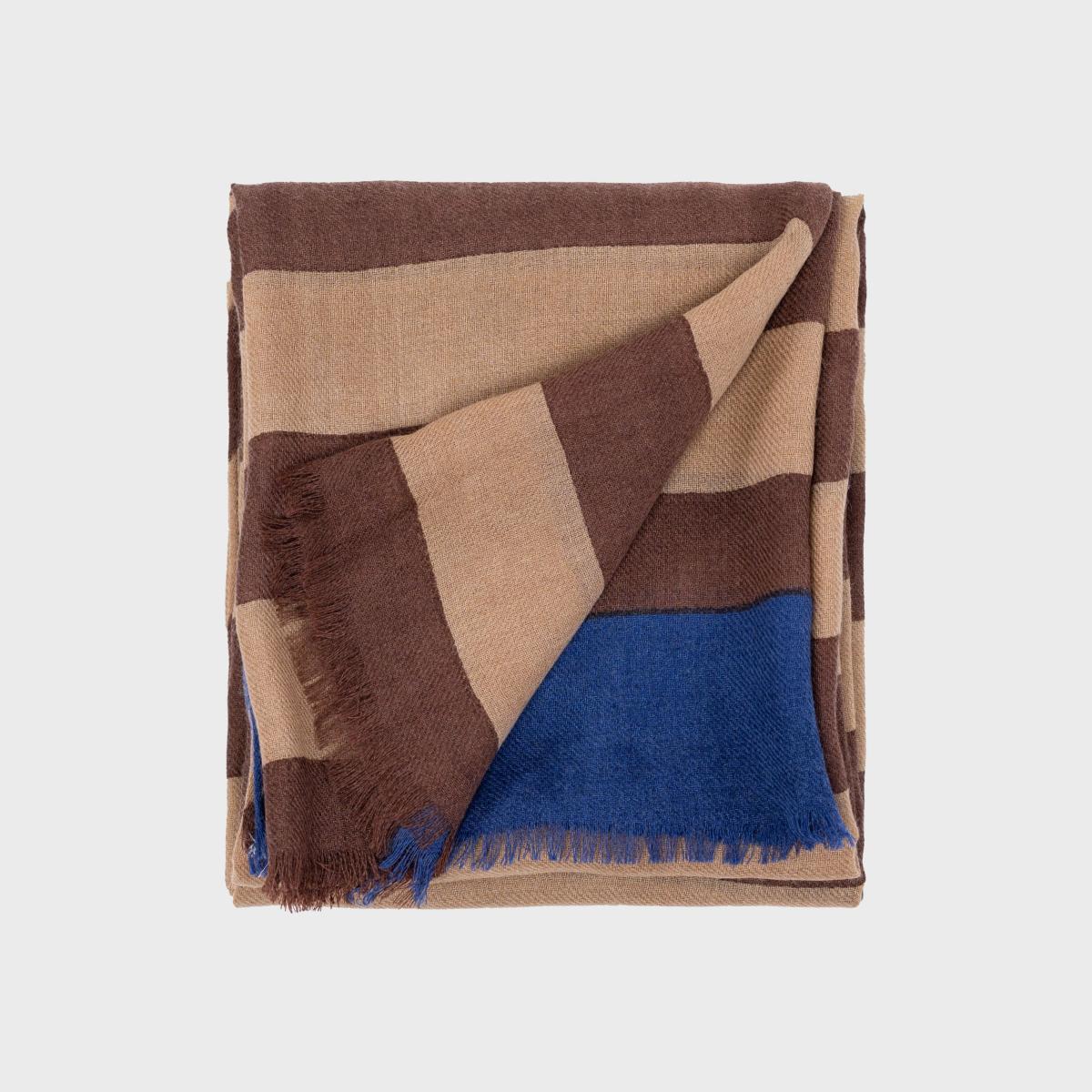 Foulard en laine - Marron et bleu