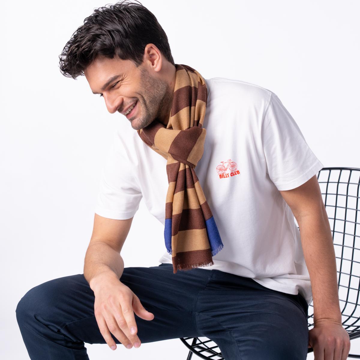 Foulard en laine - Marron et bleu