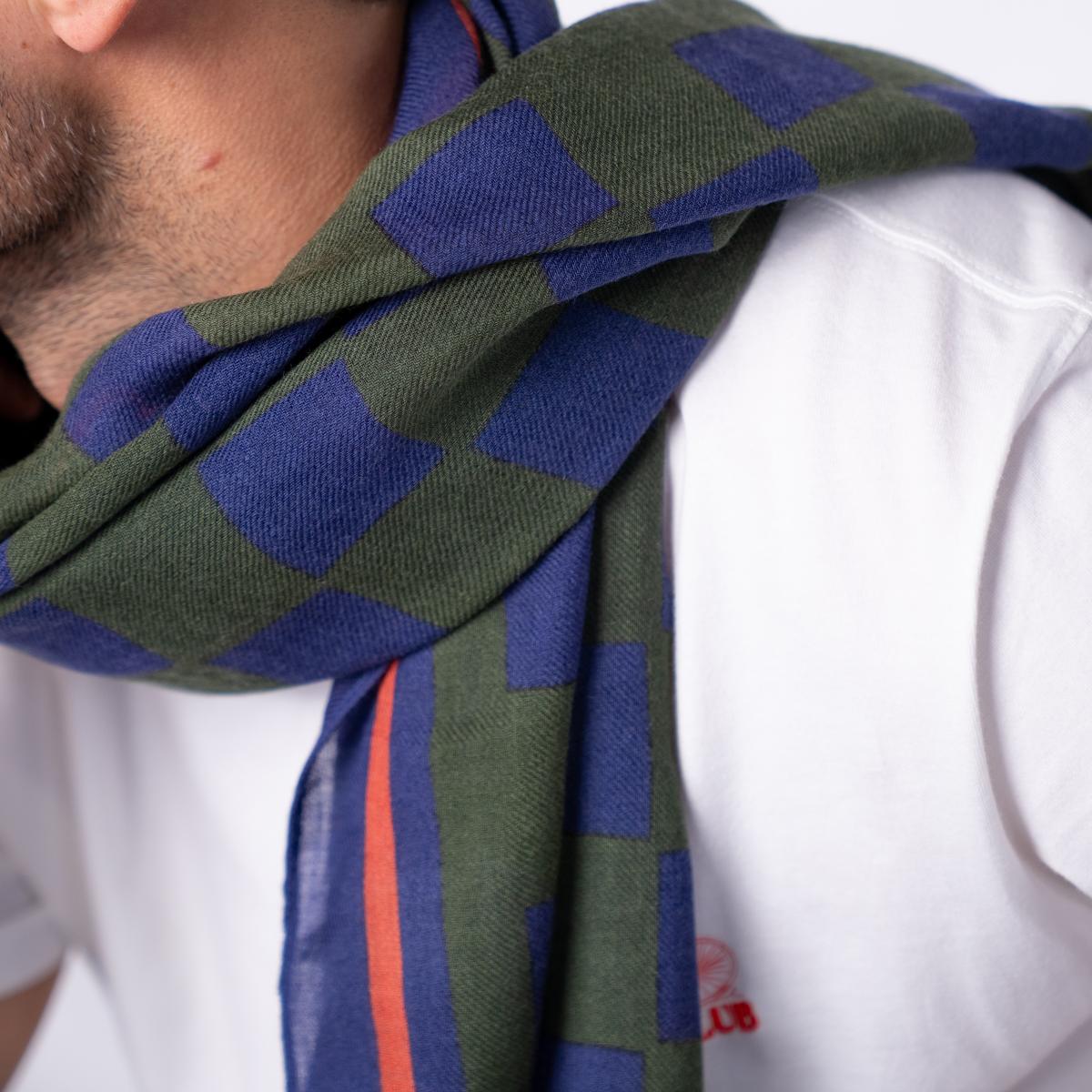 Wollen sjaal - Groen en blauw