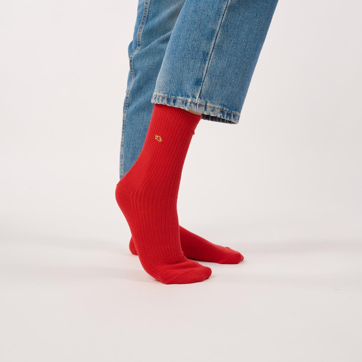 Effen sokken van gekamd katoen - Rood