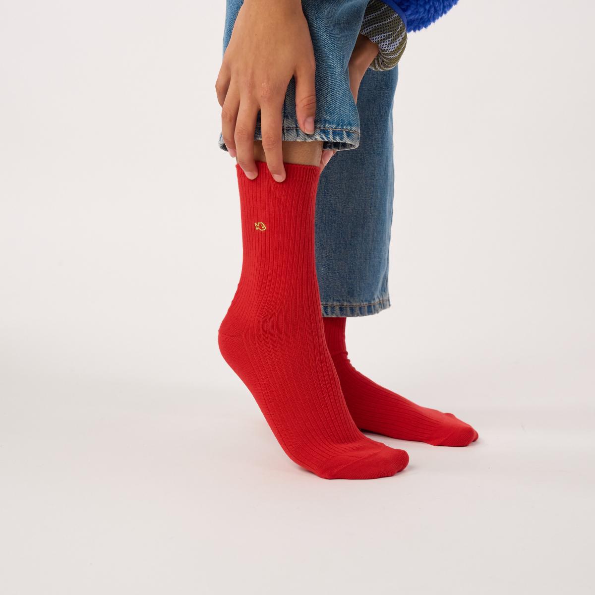 Effen sokken van gekamd katoen - Rood