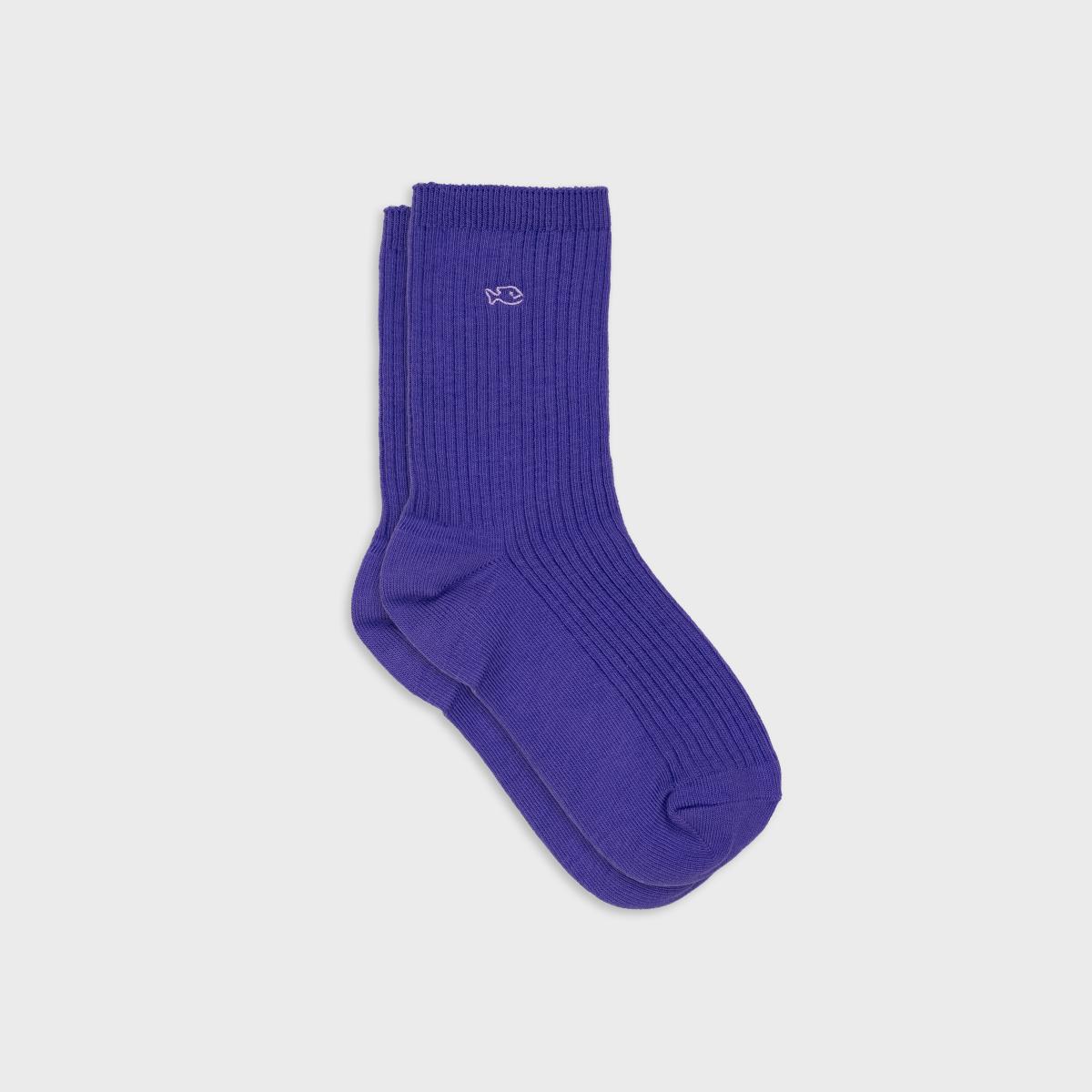 Chaussettes unies en coton peigné - Violet