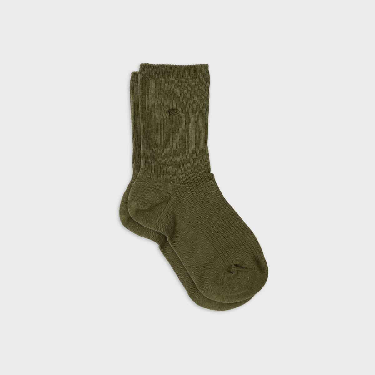 Effen sokken van gekamd katoen - Kaki - Groen