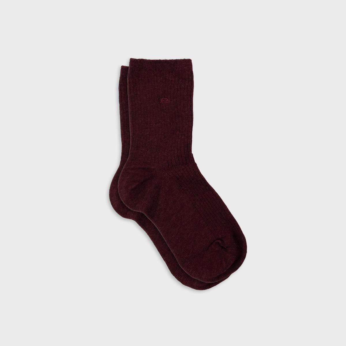 Effen sokken van gekamd katoen - Bordeaux - Rood