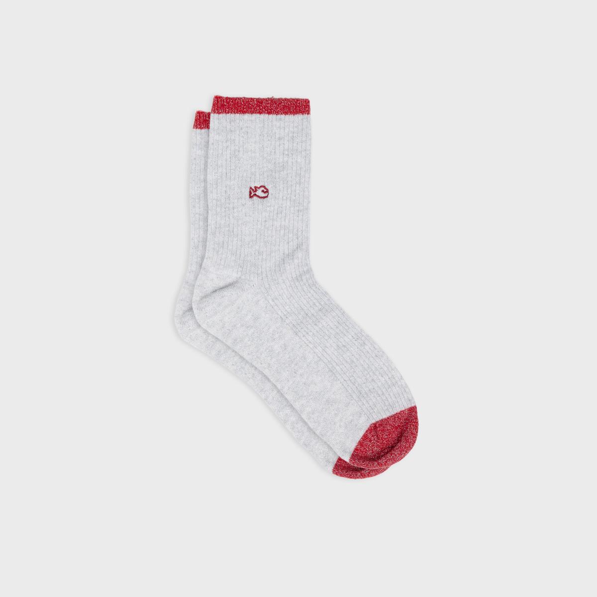 Chaussettes vintage en coton peigné - Gris