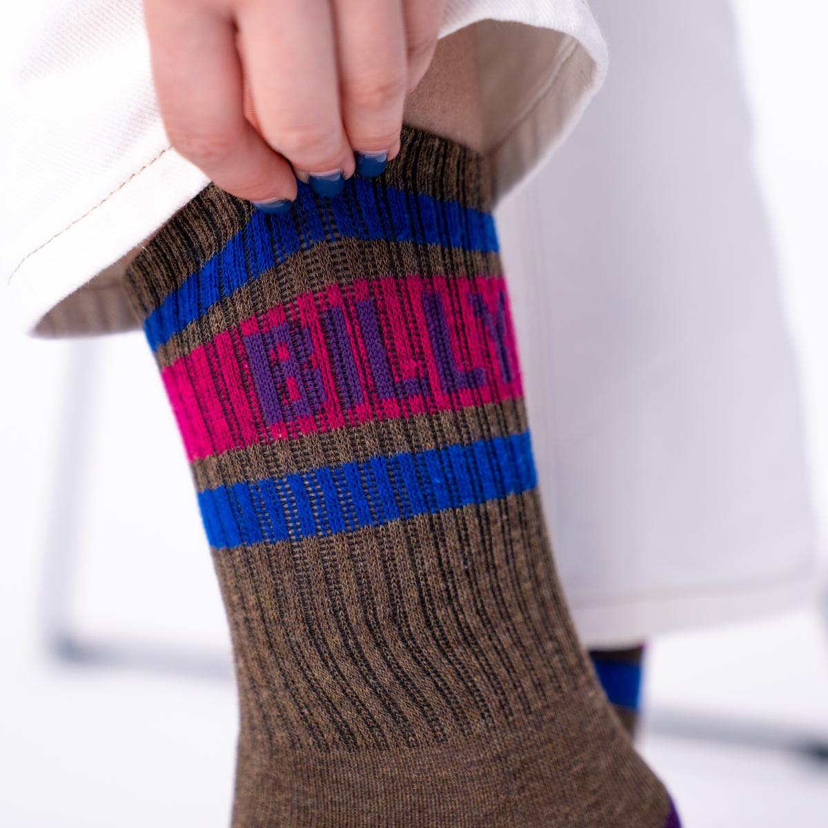 Chaussettes rétro en coton Tennis - Marron et rose