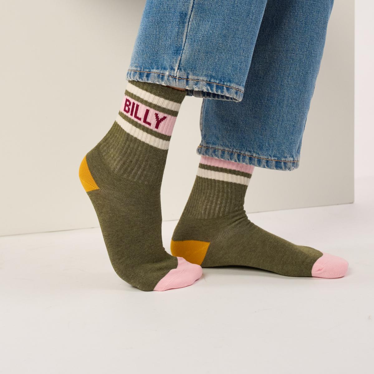 Retro tennissokken van katoen - Groen en roze