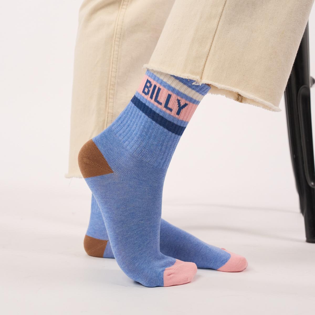 Retro tennissokken van katoen - Blauw en roze