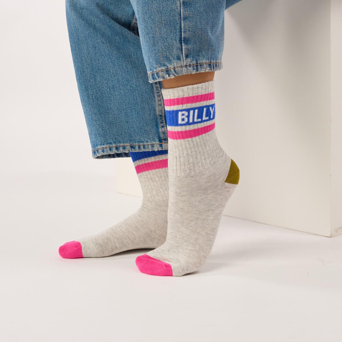 Retro tennissokken van katoen - Gemêleerd lichtgrijs en blauw