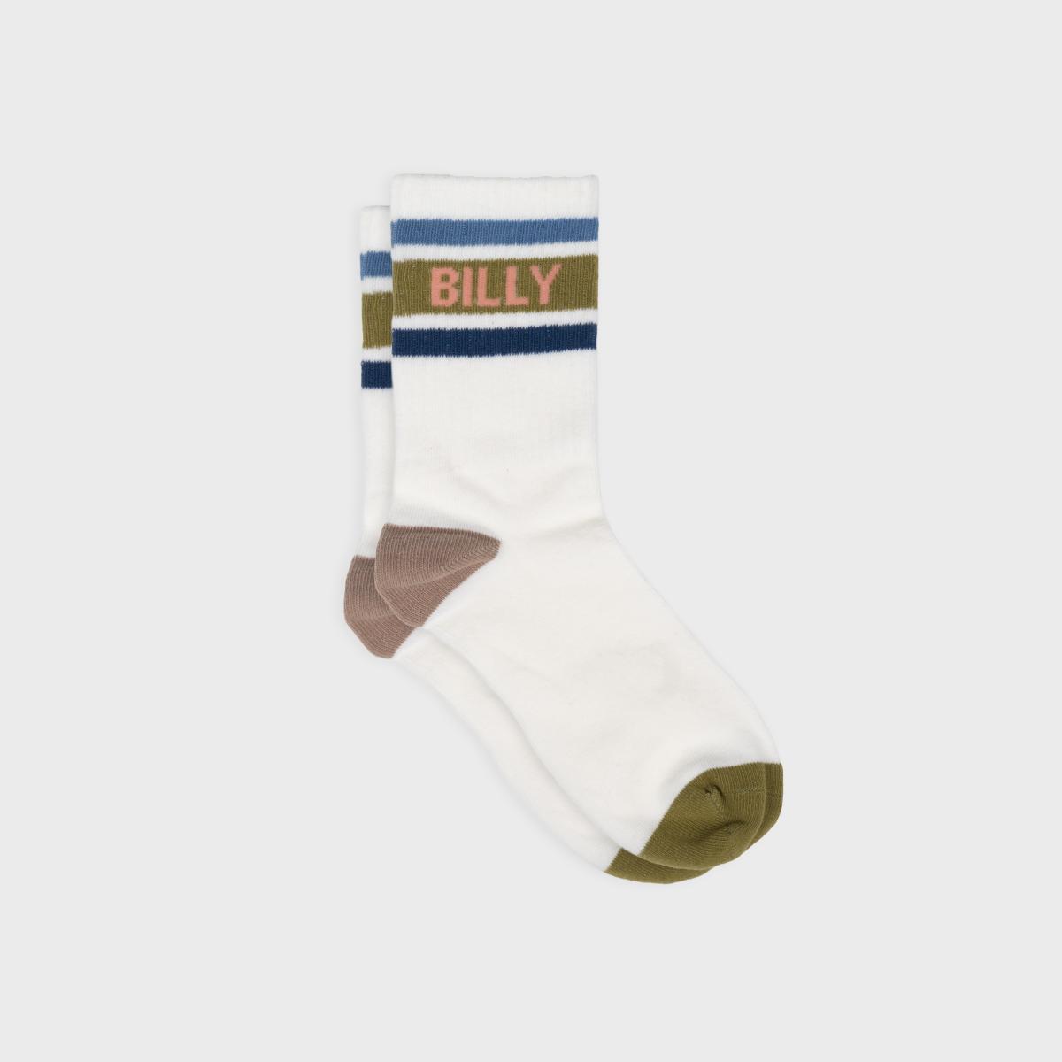 Chaussettes rétro en coton Tennis - Ecru et kaki - Beige