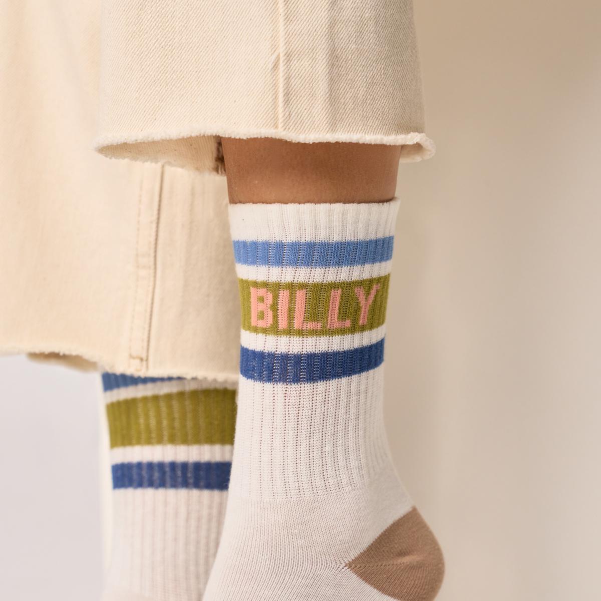 Retro tennissokken van katoen - Ecru en kaki - Beige