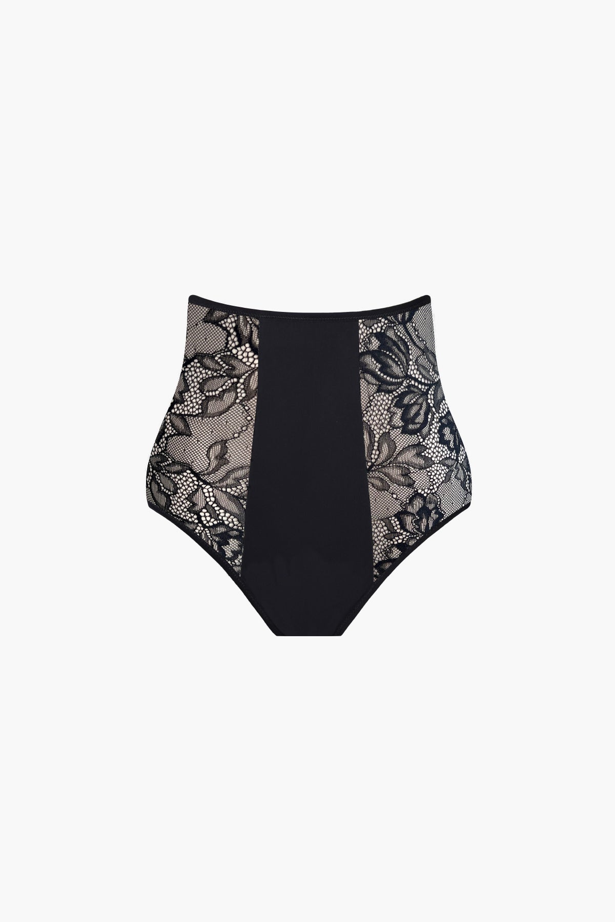 Slip Absolu Rhéa Hoge Taille Bloemen Zwart