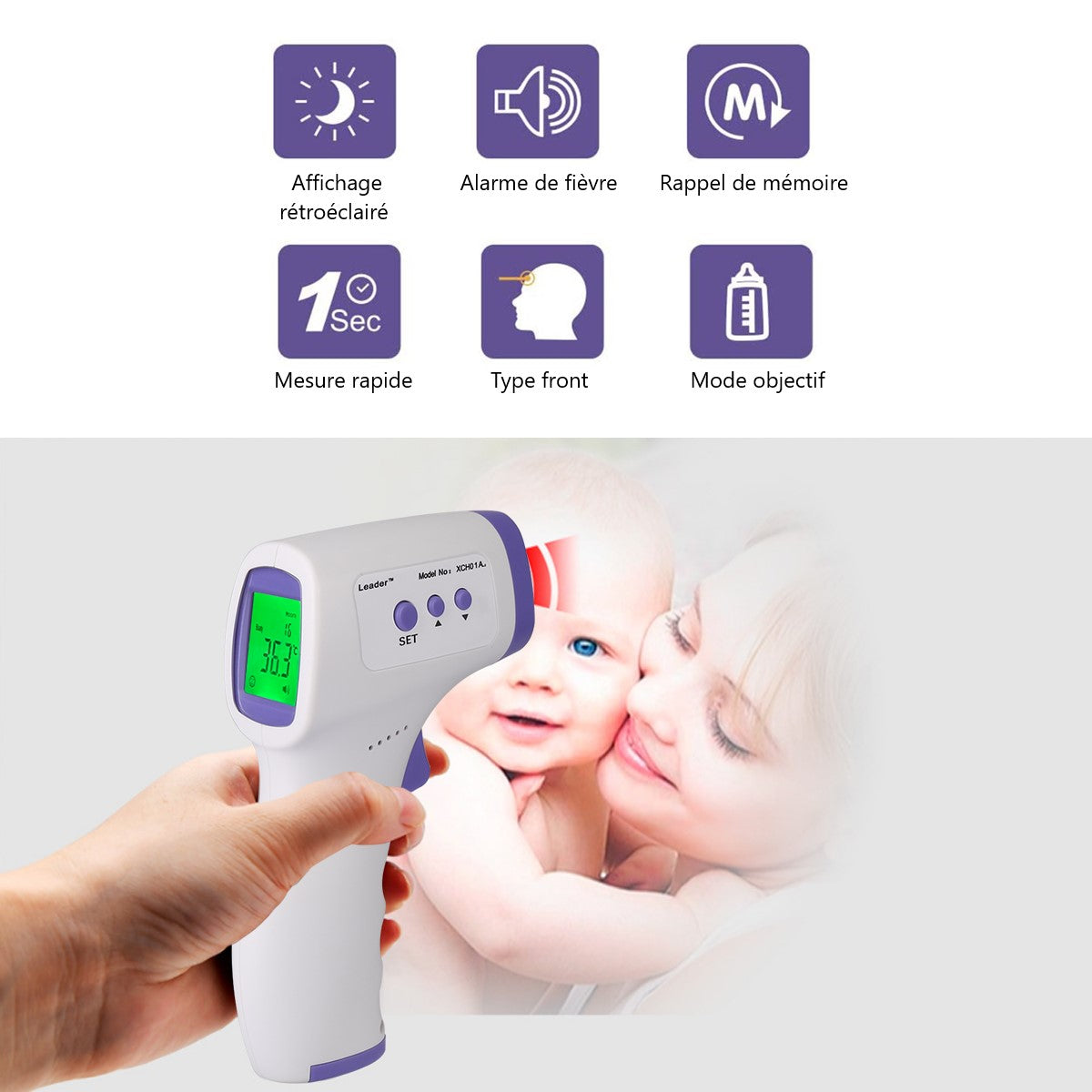 Contactloze Infraroodthermometer - Wit
