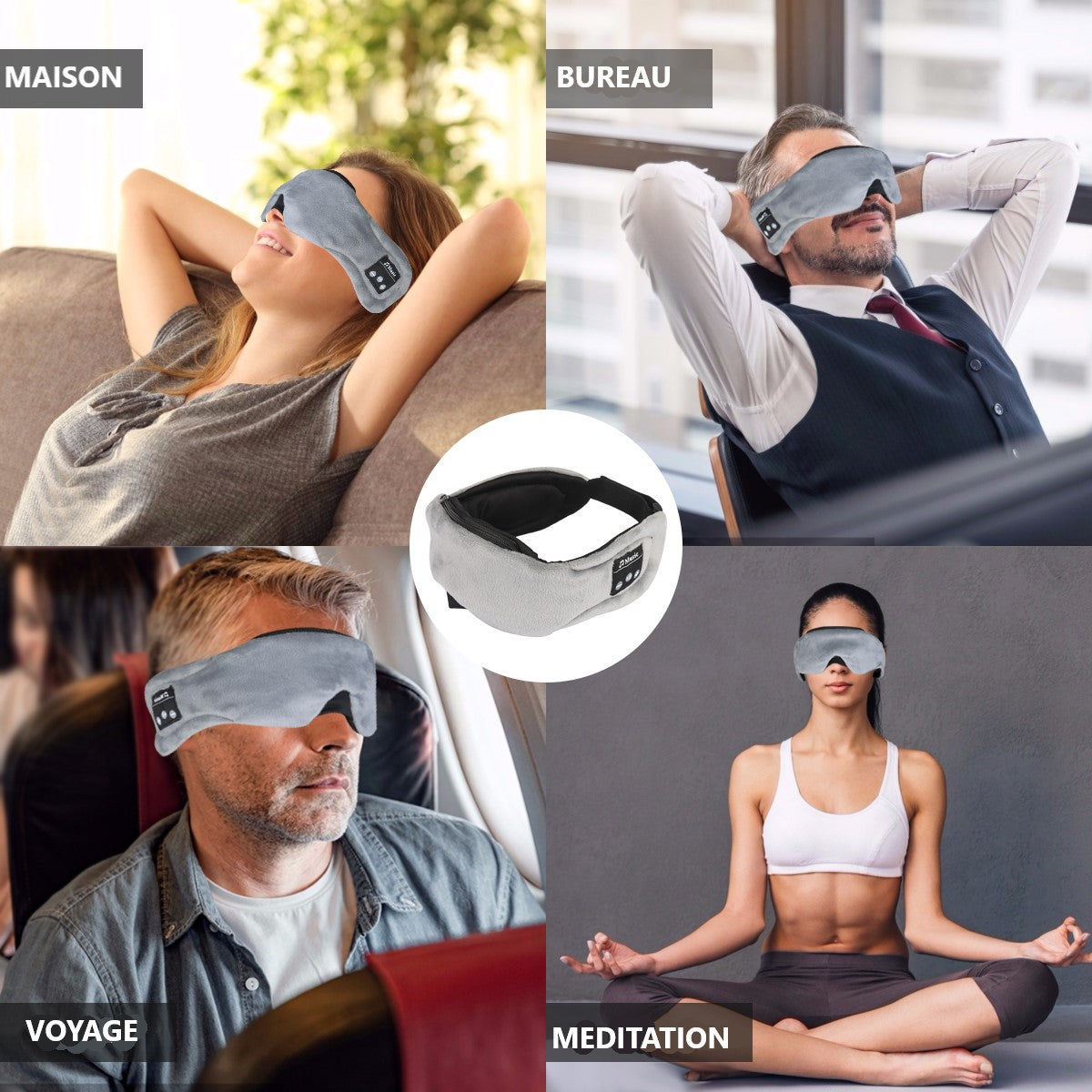 Slaapmasker Met Ingebouwde Bluetooth Koptelefoon - Grijs