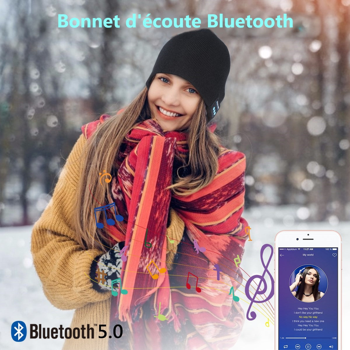 Muts Met Geïntegreerde Bluetooth-Hoofdtelefoon - Zwart