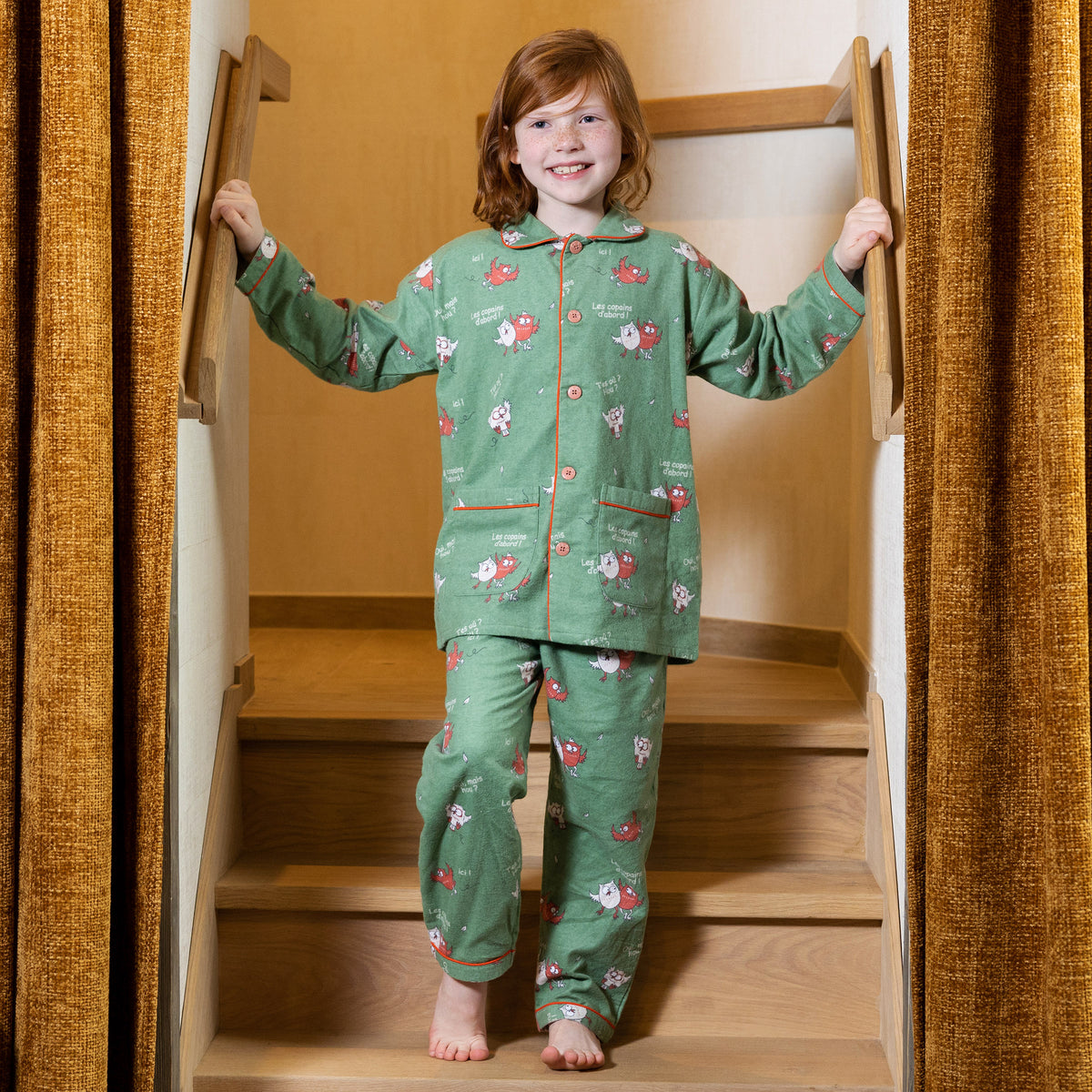 Pyjama Flannelle  - Boy/Girl - Vert Kaki