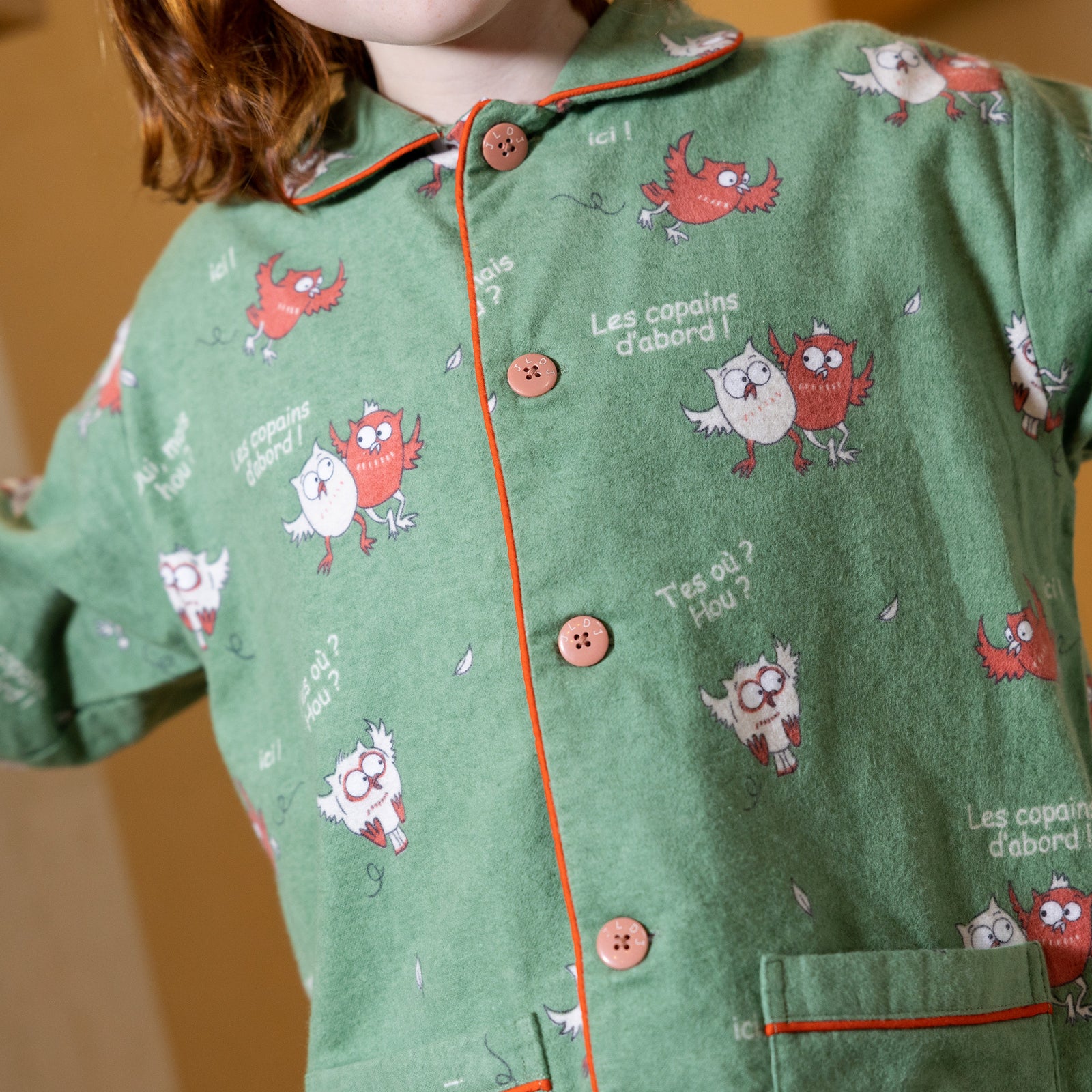 Flanellen pyjama - Jongen/Meisje - Kaki groen