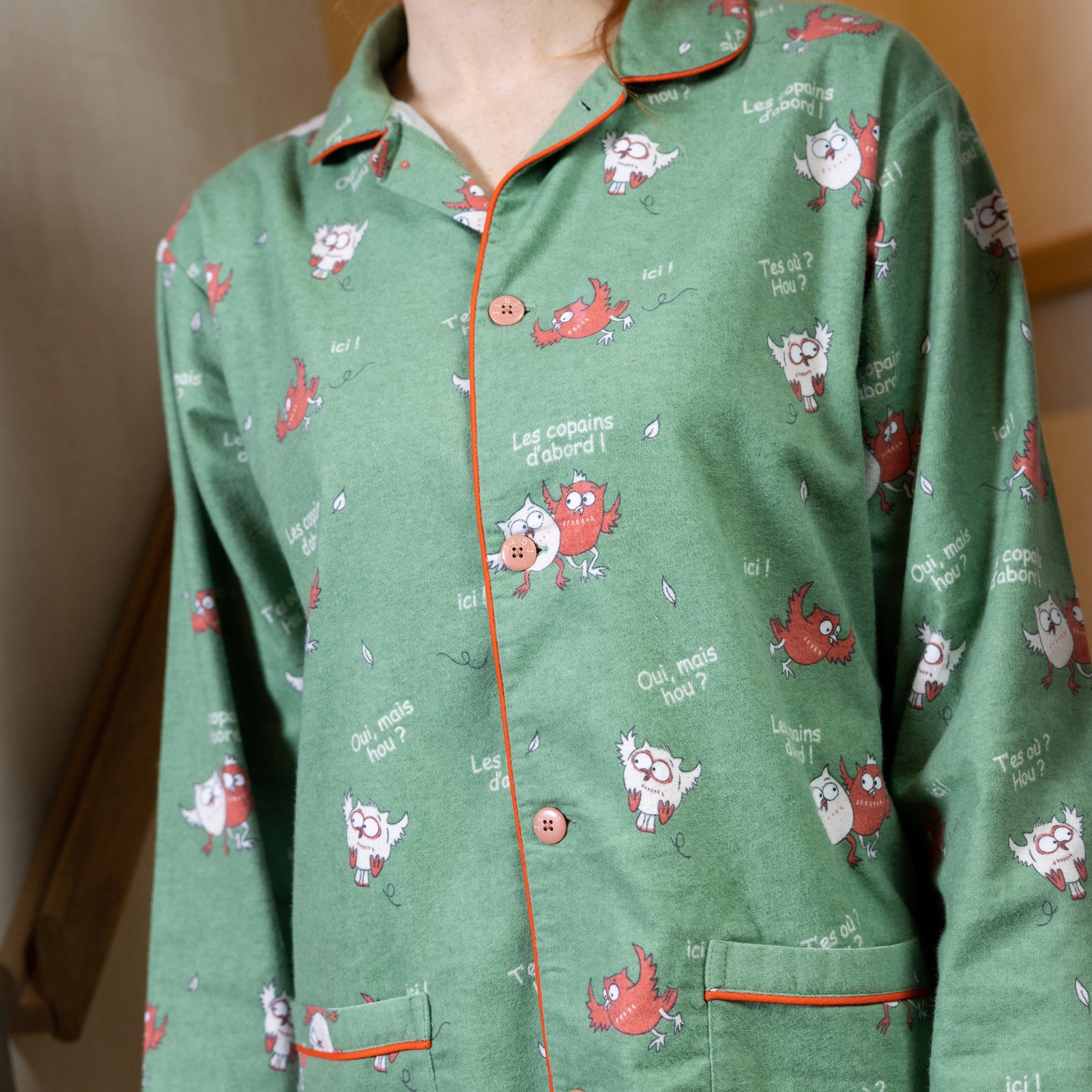 Flanellen Pyjama - Dames - Kaki Groen